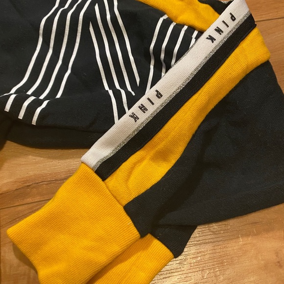 VS PINK Black & Yellow Matching Crewneck & Track Shorts Set - Picture 8 of 10